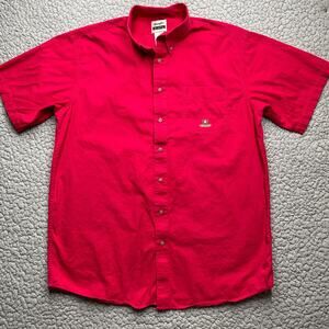 Wrangler Riata Button Up Shirt Mens 2XT Red Vintage Crest Cowboy Short Sleeve